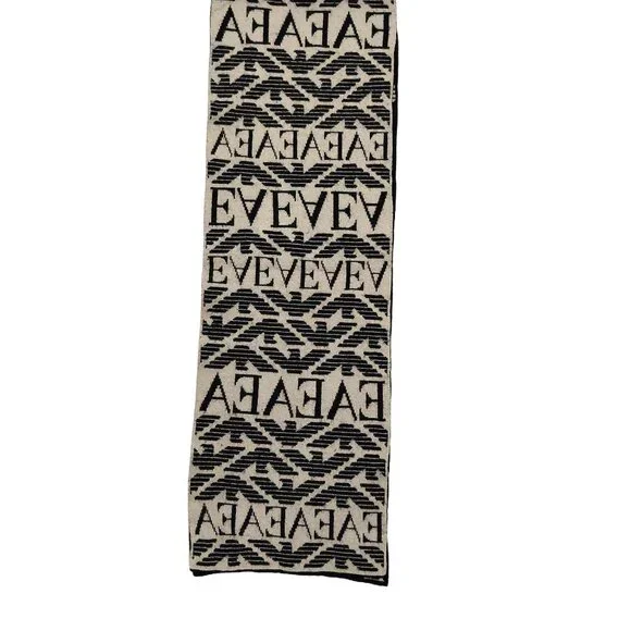 EMPORIO ARMANI Vintage Black & Cream Logo Monogram Men's Scarf